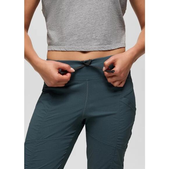 Prana Koen Capri Women's L Grey Blue Standard Fit Crop Mid Rise Soft Waistband - Picture 3 of 12